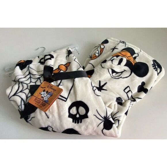 Disney Halloween Mickey Minnie Pumpkin Soft Throw Blanket 50"x70" Spider Skull - Picture 1 of 9